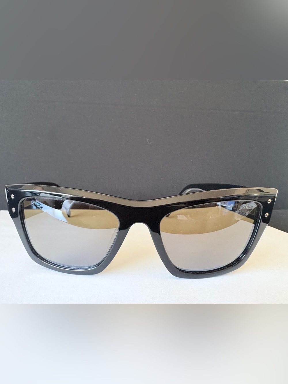 Revo Black Cat-Eye Sunglasses with Amber Lenses